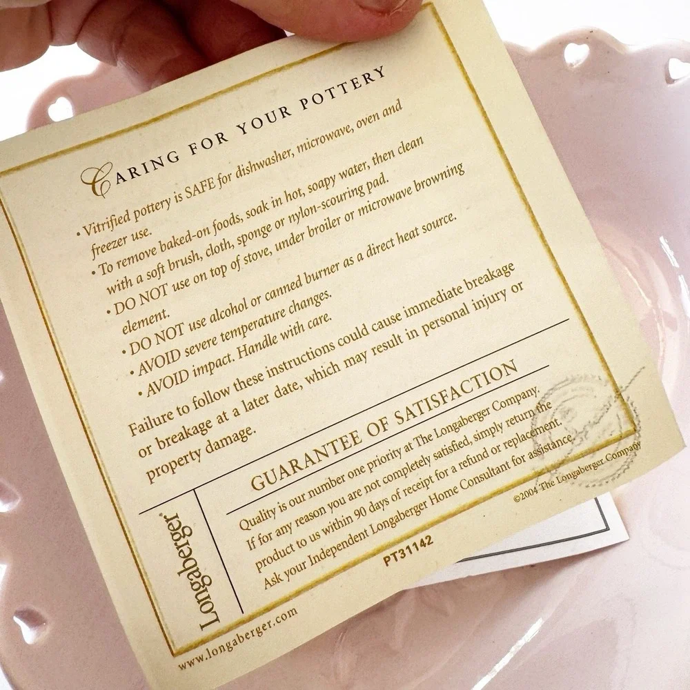 Longaberger 2005 Sweetest Heart PINK Heart Shape Bowl Dish And Candle Plate Read